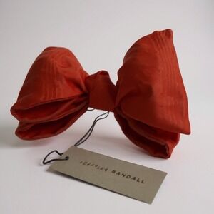 Loeffler Randall Eden Red Bow Hair Clip Italian Moire Viscose NEW